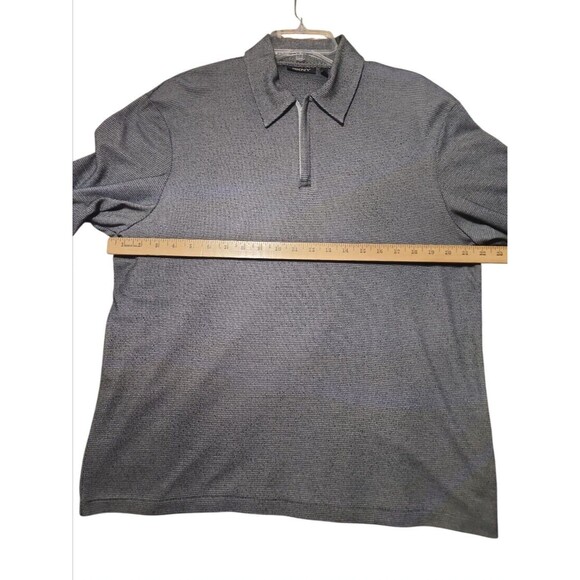 DKNY Men’s Medium Gray Textured 1/4 Zip Long Sleeve Polo Shirt - Picture 3 of 7